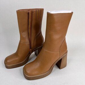 Steve Madden Fantsie Tan Leather Boots, Size 5 1/2